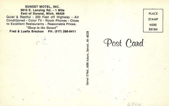 Sunset Motel - Old Postcard (newer photo)